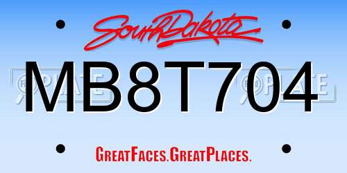 MB8T704 South Dakota License Plate