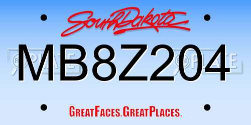 MB8Z204 South Dakota License Plate