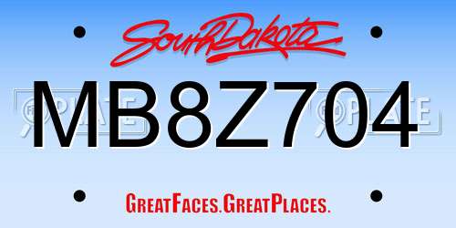 MB8Z704 South Dakota License Plate