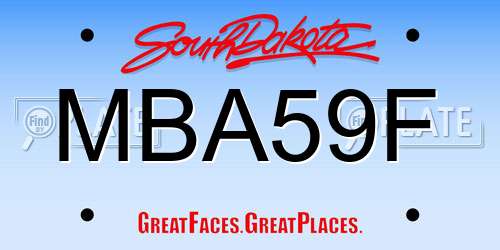 MBA59F South Dakota License Plate