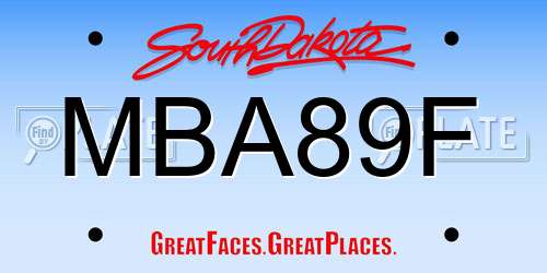MBA89F South Dakota License Plate