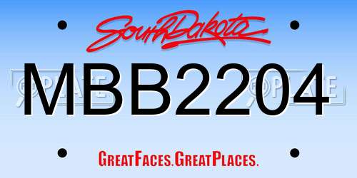 MBB2204 South Dakota License Plate
