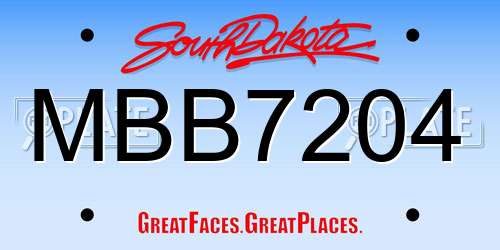 MBB7204 South Dakota License Plate