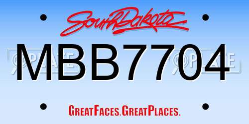 MBB7704 South Dakota License Plate