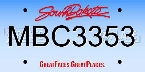 MBC3353 South Dakota License Plate