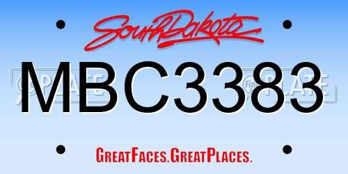 MBC3383 South Dakota License Plate