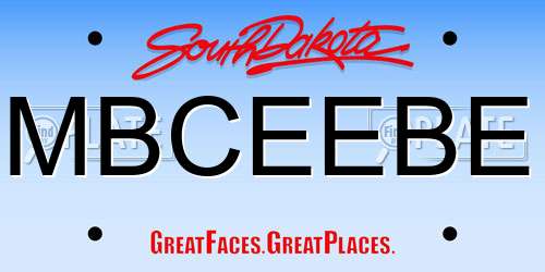 MBCEEBE South Dakota License Plate