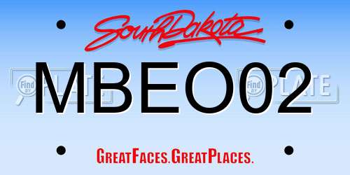 MBEO02 South Dakota License Plate