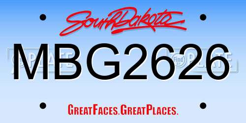MBG2626 South Dakota License Plate