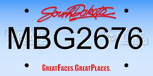 MBG2676 South Dakota License Plate