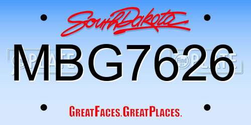MBG7626 South Dakota License Plate