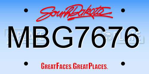 MBG7676 South Dakota License Plate
