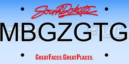 MBGZGTG South Dakota License Plate