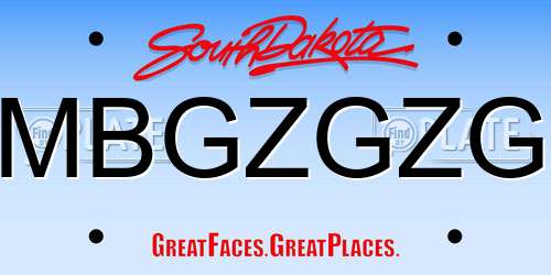 MBGZGZG South Dakota License Plate