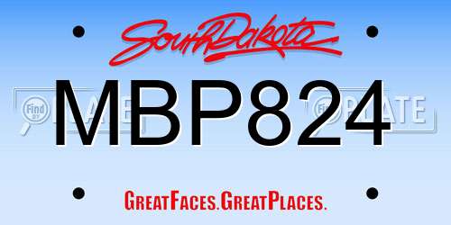 MBP824 South Dakota License Plate