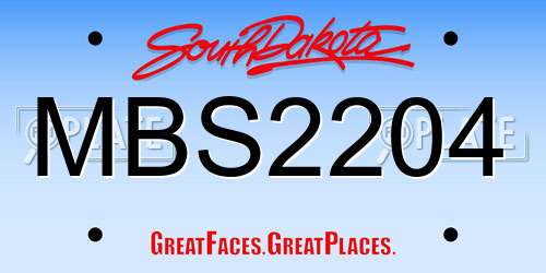 MBS2204 South Dakota License Plate