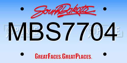 MBS7704 South Dakota License Plate