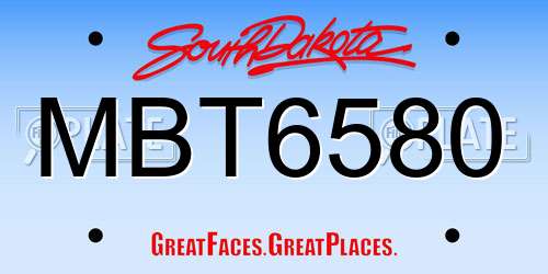 MBT6580 South Dakota License Plate