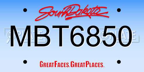 MBT6850 South Dakota License Plate