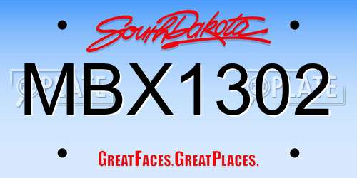MBX1302 South Dakota License Plate