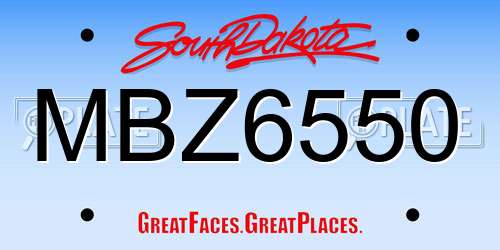 MBZ6550 South Dakota License Plate