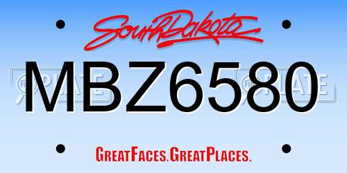 MBZ6580 South Dakota License Plate
