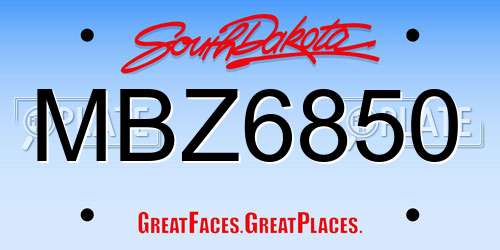 MBZ6850 South Dakota License Plate
