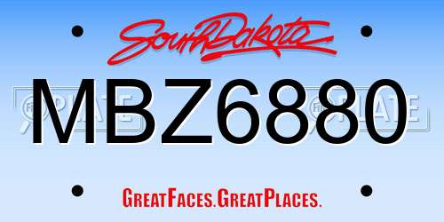 MBZ6880 South Dakota License Plate
