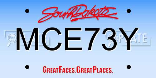 MCE73Y South Dakota License Plate