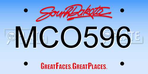 MCO596 South Dakota License Plate