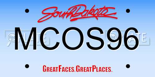MCOS96 South Dakota License Plate