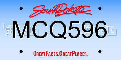 MCQ596 South Dakota License Plate