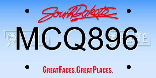MCQ896 South Dakota License Plate
