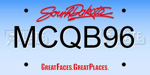 MCQB96 South Dakota License Plate