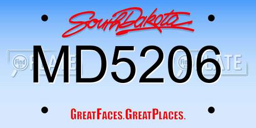 MD5206 South Dakota License Plate