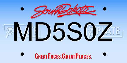 MD5S0Z South Dakota License Plate