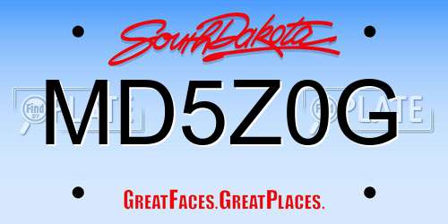 MD5Z0G South Dakota License Plate