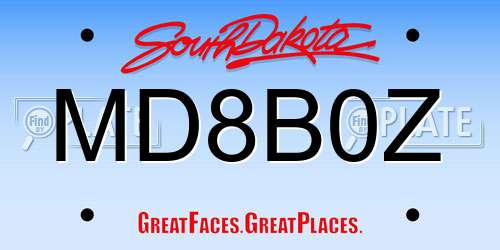 MD8B0Z South Dakota License Plate