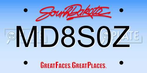 MD8S0Z South Dakota License Plate