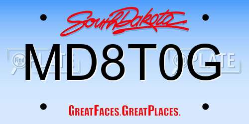 MD8T0G South Dakota License Plate