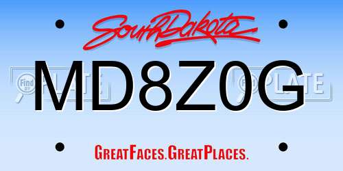 MD8Z0G South Dakota License Plate