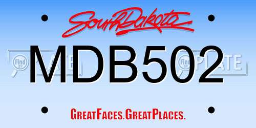 MDB502 South Dakota License Plate