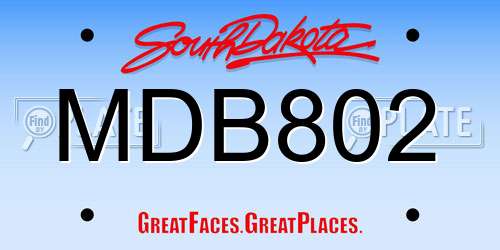 MDB802 South Dakota License Plate
