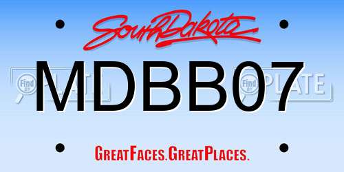 MDBB07 South Dakota License Plate