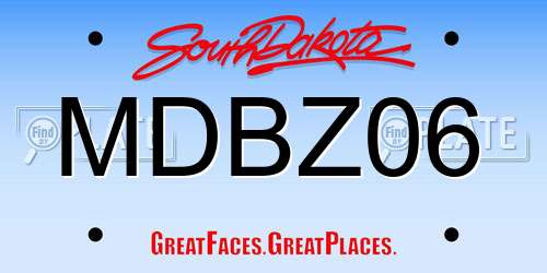 MDBZ06 South Dakota License Plate