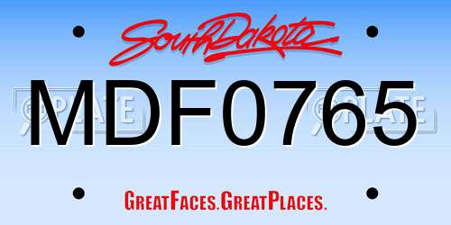 MDF0765 South Dakota License Plate