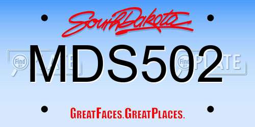 MDS502 South Dakota License Plate