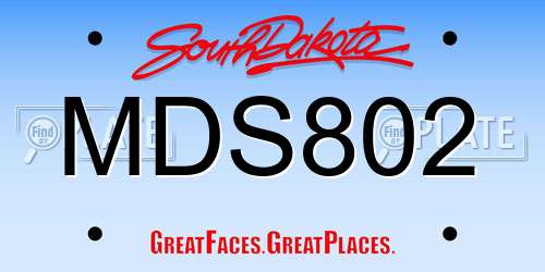 MDS802 South Dakota License Plate