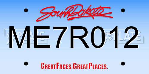 ME7R012 South Dakota License Plate