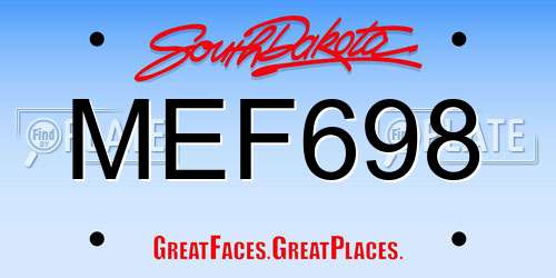 MEF698 South Dakota License Plate